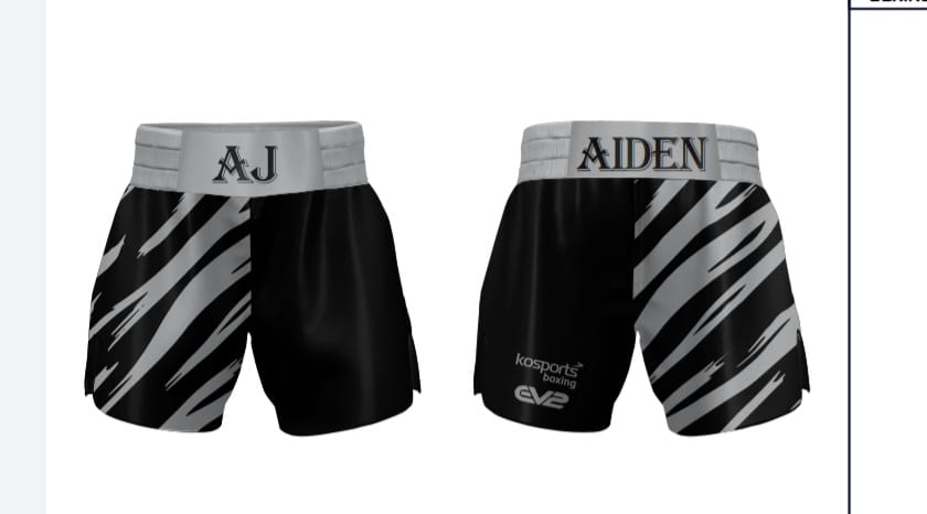 Black & Silver AJ Boxing Shorts
