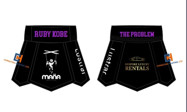Black & Purple RB Boxing Shorts