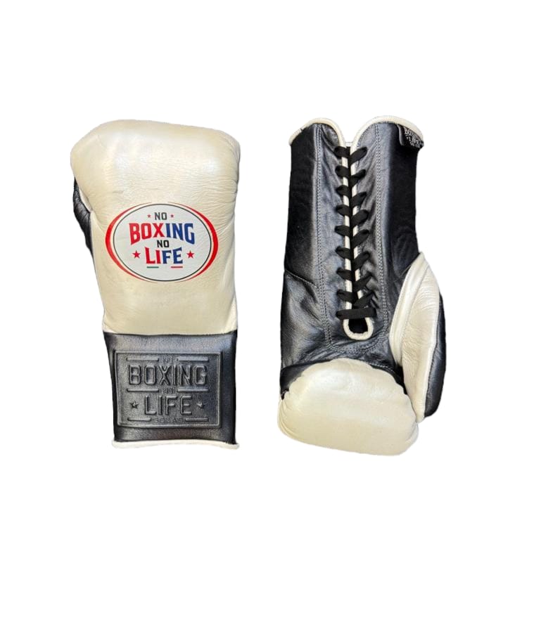 No boxing no life 10z gloves white gold top