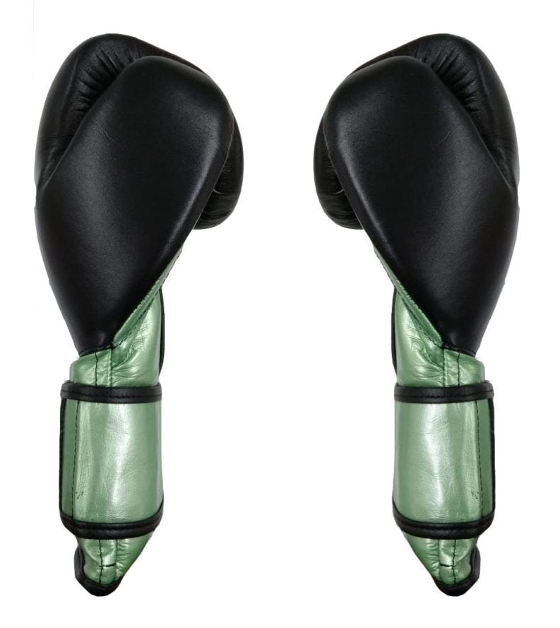Limited Edition Black and Metallic Green Sparring Gloves