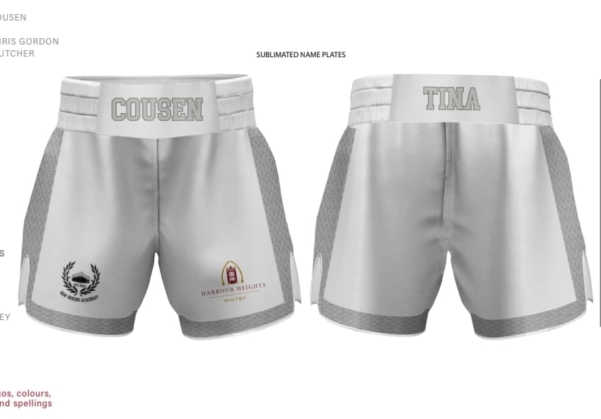 White & SILVER Boxing Shorts T.C