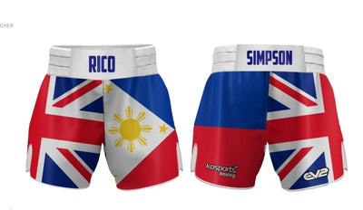 British & Philippines FLAG Print Boxing Shorts