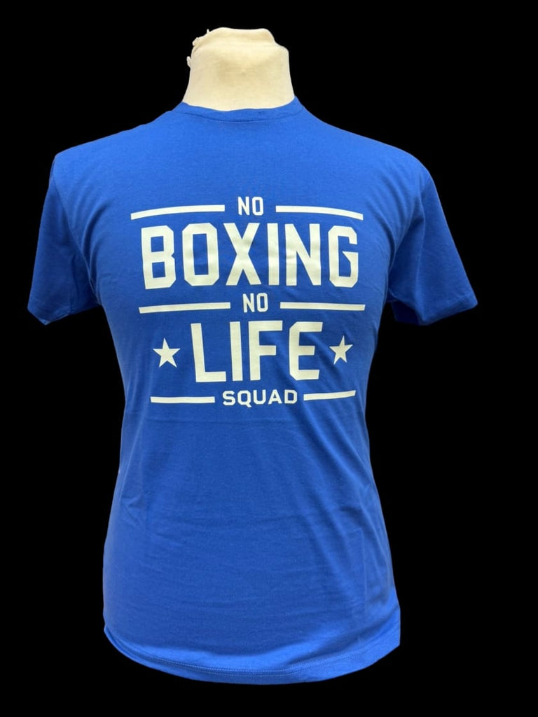 OFFICIAL No Boxing No Life SQUAD T Shirt Blue/White – KO Sports UK