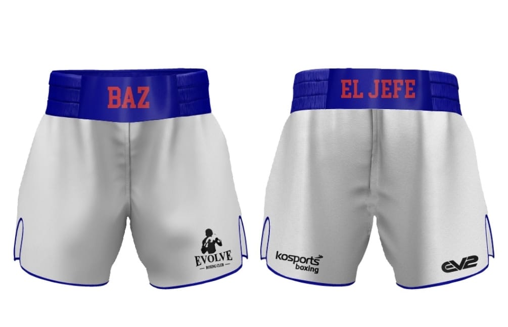 White & Blue Boxing Shorts
