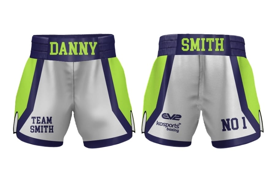 White & Navy DS Boxing Shorts