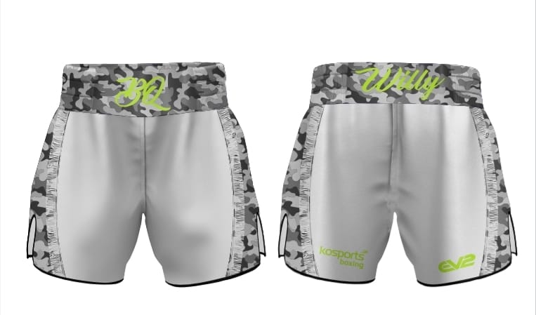 White & Green Camo MQ Boxing Shorts