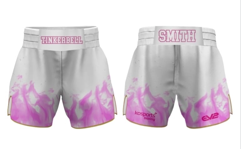 White & Purple Flame TS Boxing Shorts