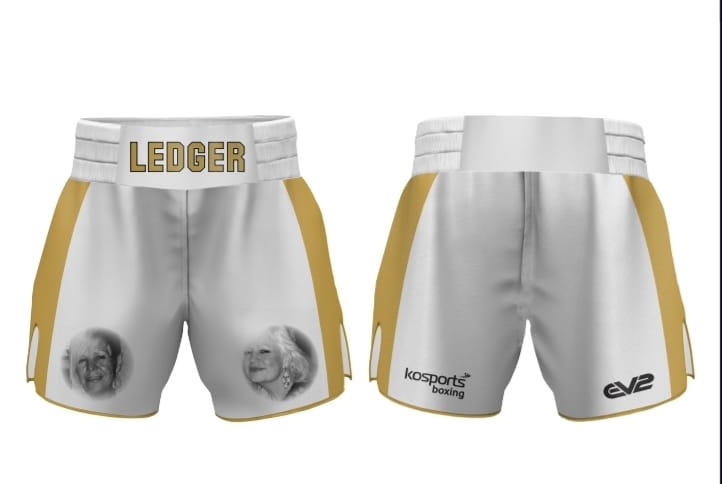 White & Gold L Boxing Shorts