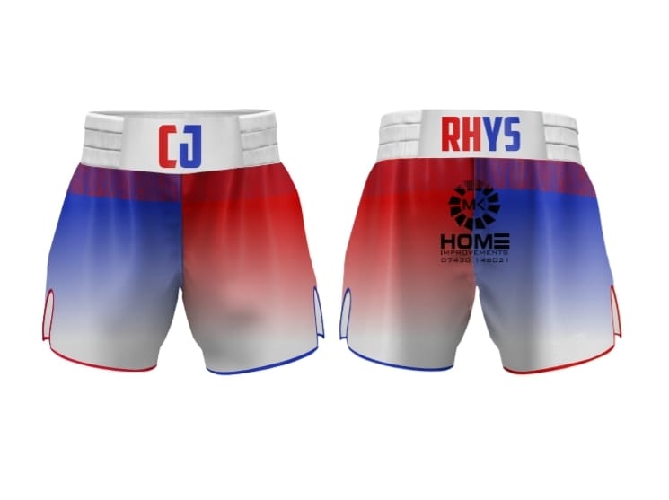 White & Red Blue CJR Boxing Shorts