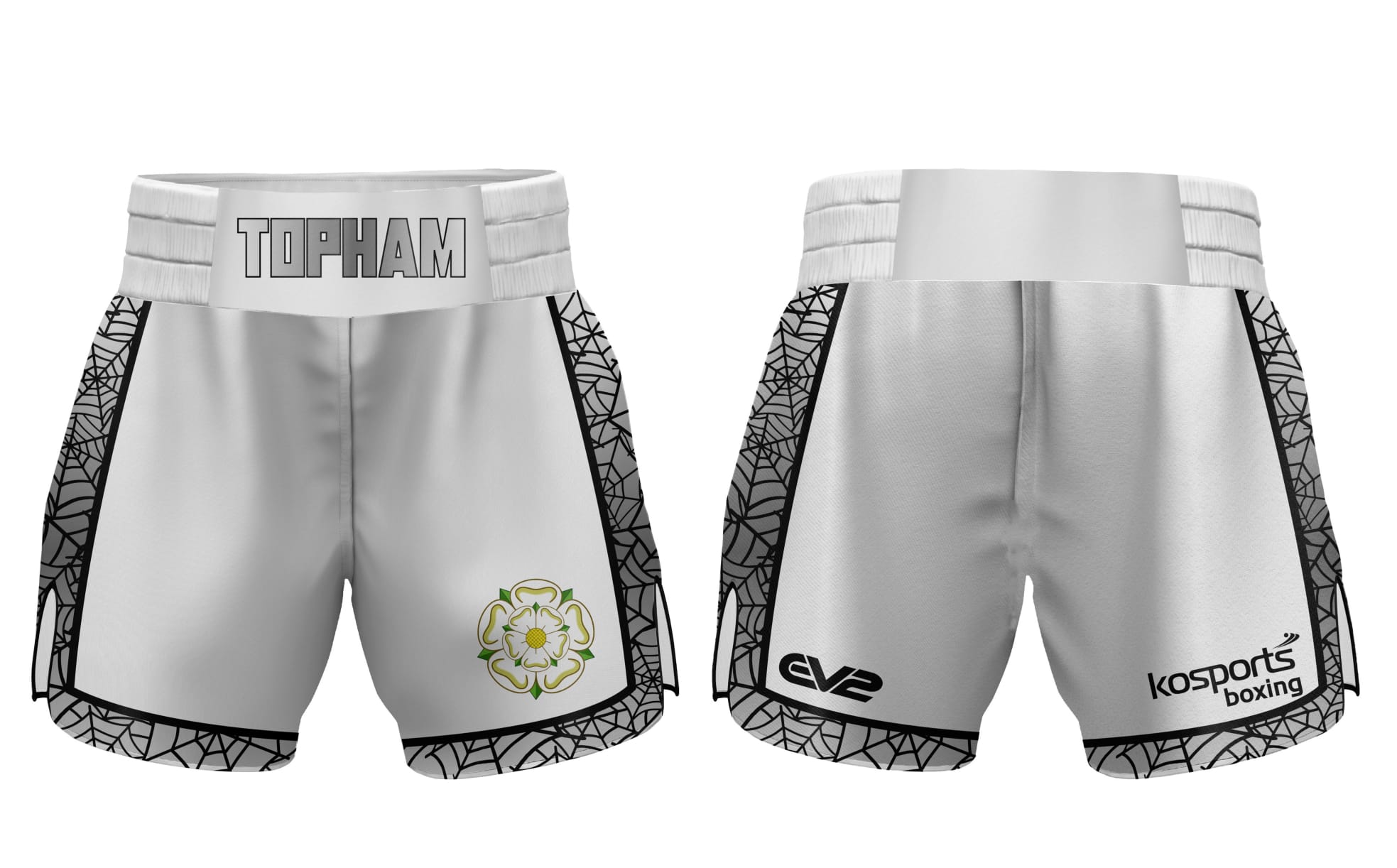White Web Panels Boxing Shorts – KO Sports UK