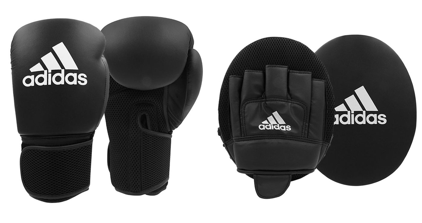 ADIDAS BOXING GLOVES AND FOCUS MITTS SET