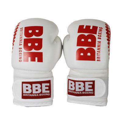 White PVC Sparring Boxing Gloves BBE - 8oz