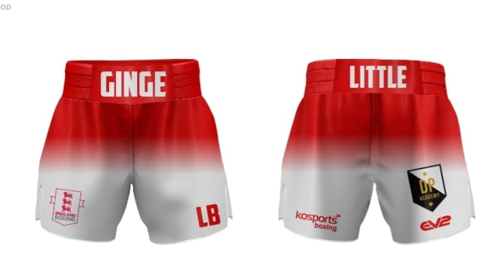 White & Red LB Boxing Shorts
