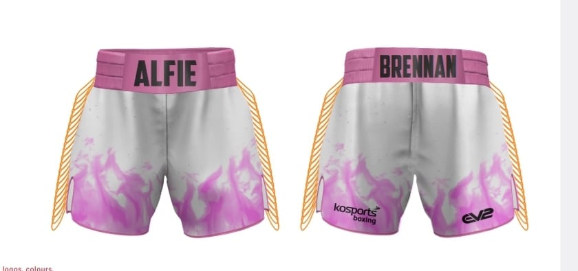 White / Black Purple Flame AB Boxing Shorts