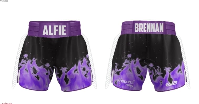 White / Black Purple Flame AB Boxing Shorts