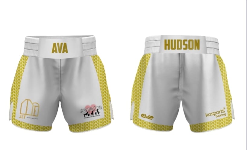 White & Gold AH Boxing Shorts