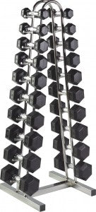 Rubber Hex Dumbbell Set 1-10kg with Stand