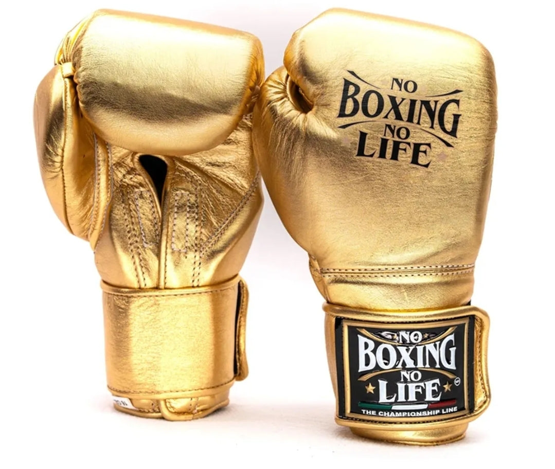 No Boxing No Life Velcro Sparring Glove - Gold-